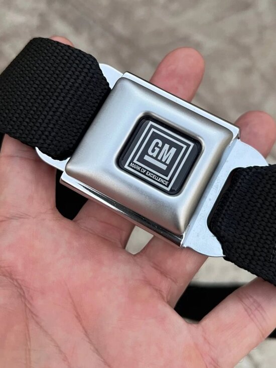 Buckle-Down Other - GM Logo Belt Official Licensed Authentic Black Panel Seat Belt Style Buckle Down